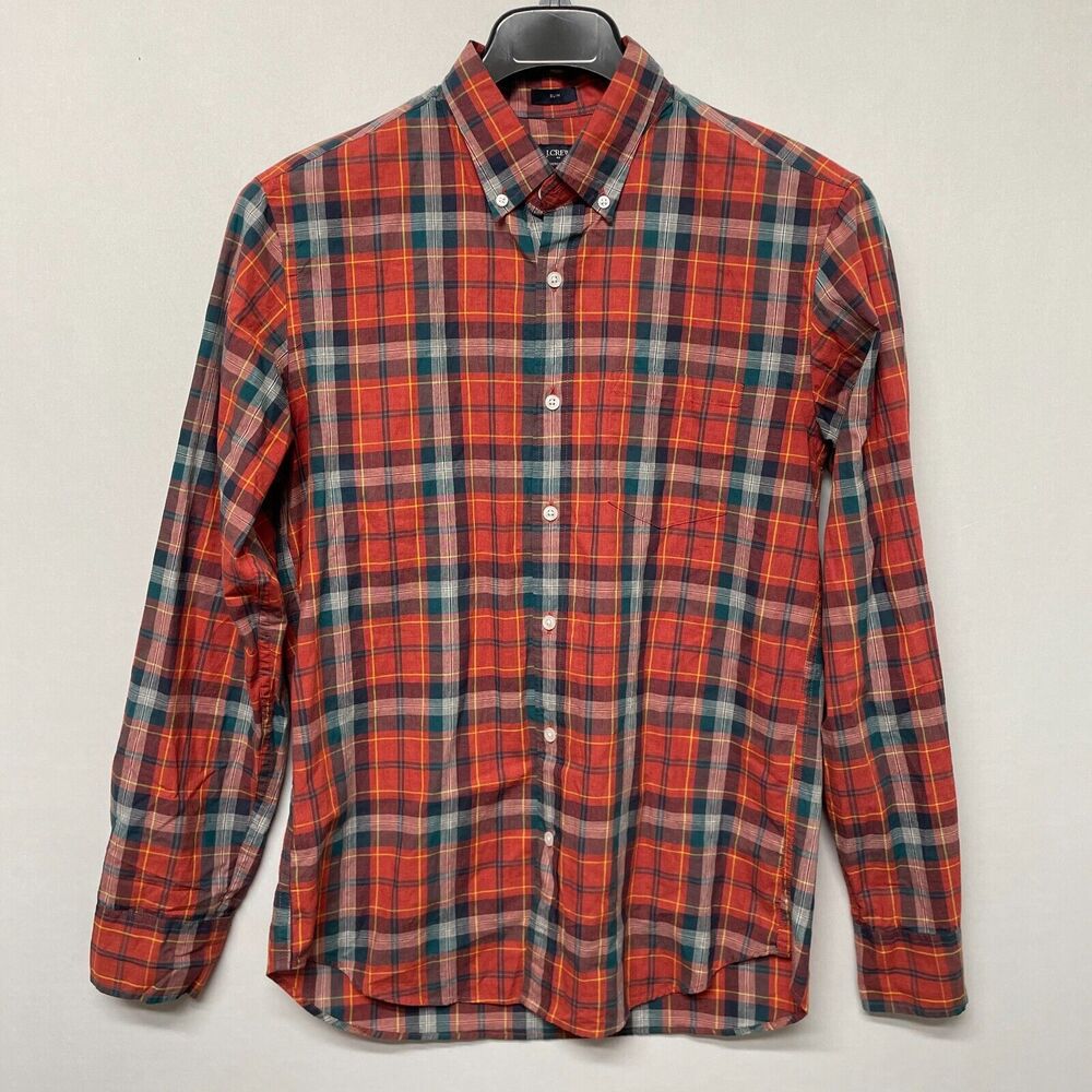 J Crew Men Long Sleeve Slim Fit Button Shirt Top Size Medium Plaid B340 -27
